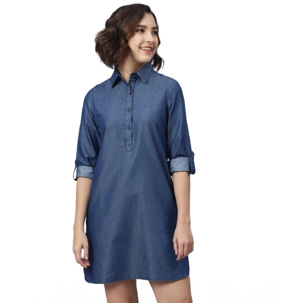 54041763723_579e84311e_o_d-1000x1000-1.webp Generic Women's Denim Solid Long Sleeves Above Knee Dress (Navy Blue) - Image 1