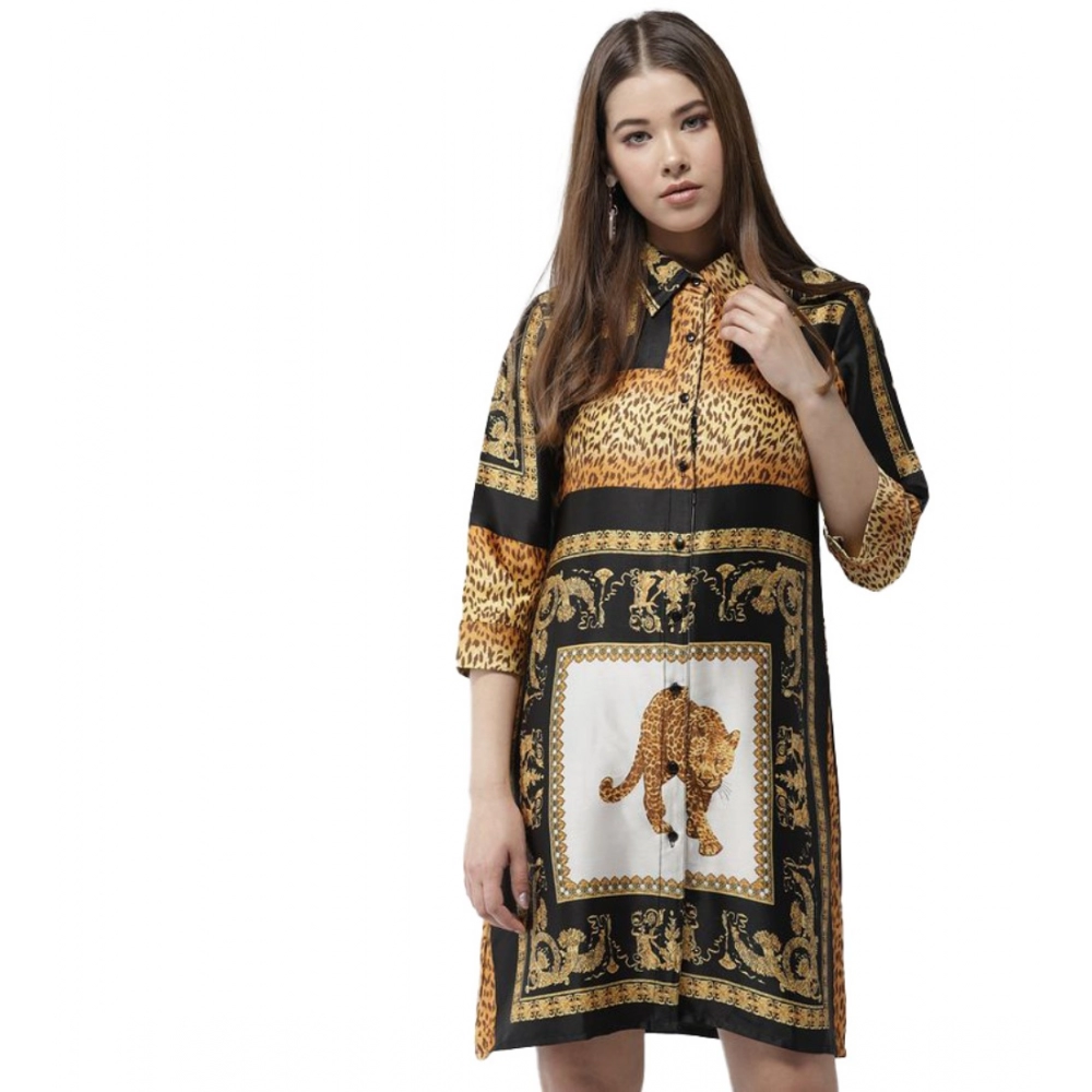 54041763943_805b8d77c1_o_d-1000x1000-1.webp Generic Women's Satin Animal Print 3-4th Sleeves Above Knee Dress (White - Orange) - Image 1