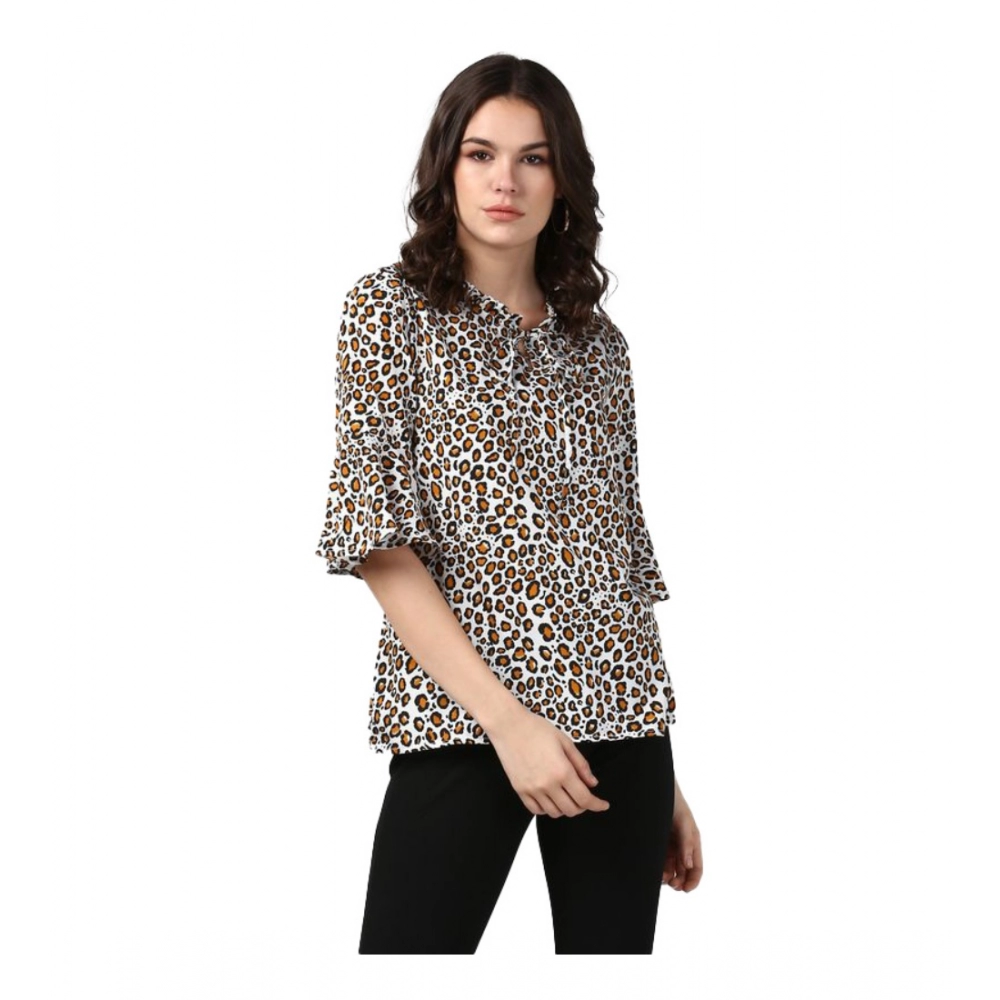 54041835364_c13af2aa2f_o_d-1000x1000-1.webp Generic Women's Polyester Animal Print Bell Sleeve Top (Orange - Black) - Image 1
