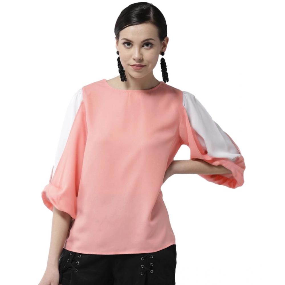 54041835389_4e597acf74_o_d-1000x1000-1.webp Generic Women's Polyester Colour Block Slit Sleeve Top (Pink) - Image 1