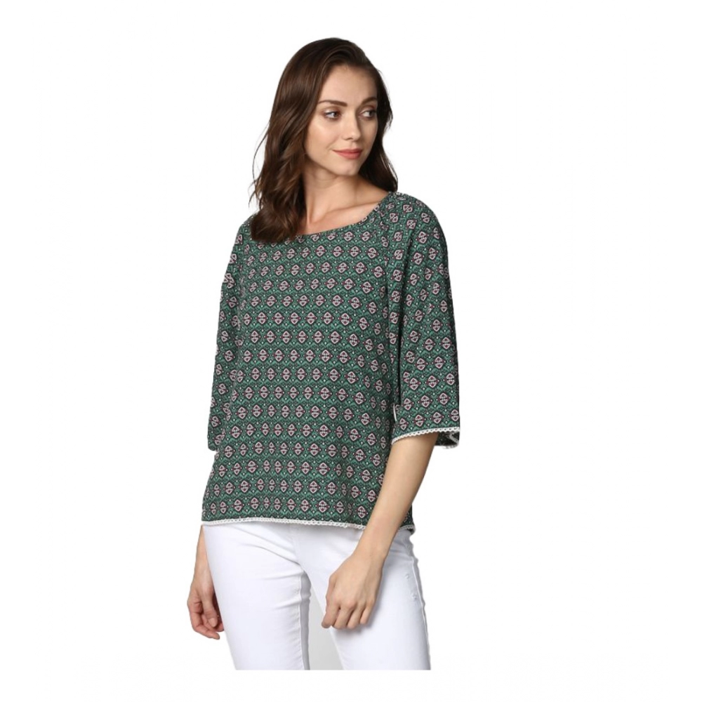 54041835419_92741329ea_o_d-1000x1000-1.webp Generic Women's Polyester Printed 3-4th Sleeves Top (Green) - Image 1