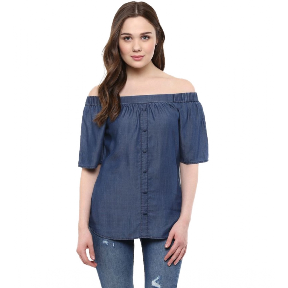 54041835579_8206cf9a2c_o_d-1000x1000-1.webp Generic Women's Denim Solid Short Sleeve Regular Top (Blue) - Image 1