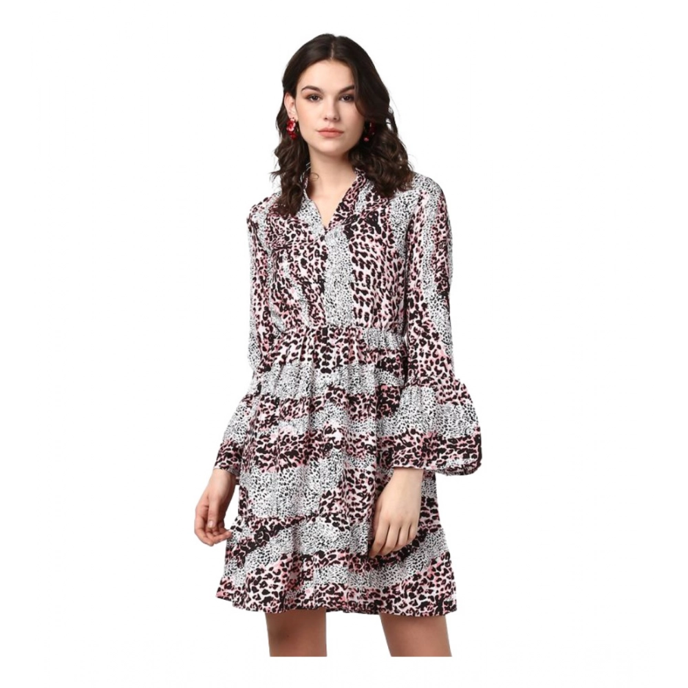 54041836154_be919c5f44_o_d-1000x1000-1.webp Generic Women's Polyester Animal Print Bell Sleeve Above Knee Dress (Pink - Black) - Image 1