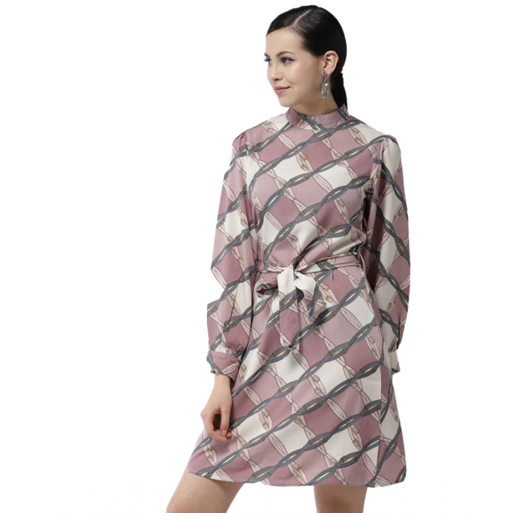 54041836189_73dfd3b987_o_d-1000x1000-1.webp Generic Women's Polyester Checkered Long Sleeves Above Knee Dress (Off White - Lavender) - Image 1