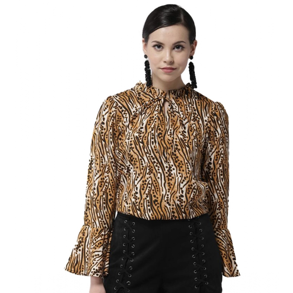 54041958865_71afaba03f_o_d-1000x1000-1.webp Generic Women's Polyester Printed Bell Sleeve Top (Orange - Black) - Image 1