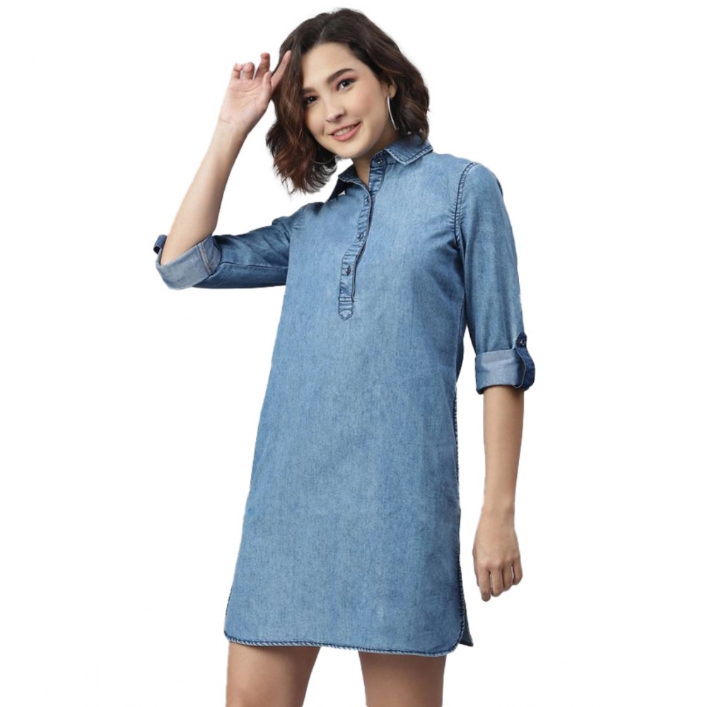54041959555_18ab77b285_o_d-1000x1000-1.webp Generic Women's Denim Solid Long Sleeves Above Knee Dress (Ice Blue) - Image 1