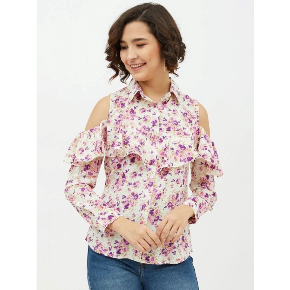 54041960055_8f6641976c_o_d-1000x1000-1.webp Generic Women's Polyester Floral Cold Shoulder Standard Length Shirt (White) - Image 1