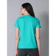 Generic Women's Cotton Blended Solid Round Neck Half Sleeve T-Shirt (Green) - Image 4