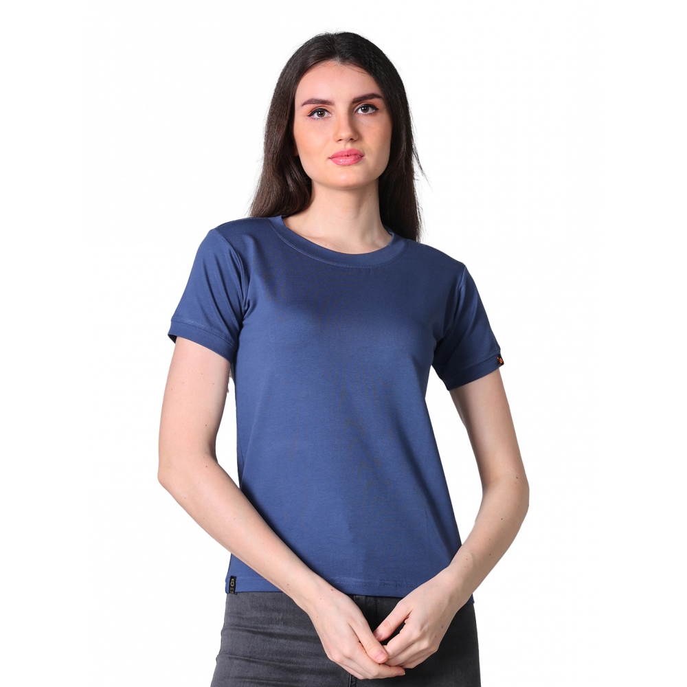 54089883266_6e29710ccf_o_d-1000x1000-1.webp Generic Women's Cotton Blended Solid Round Neck Half Sleeve T-Shirt (Blue) - Image 1