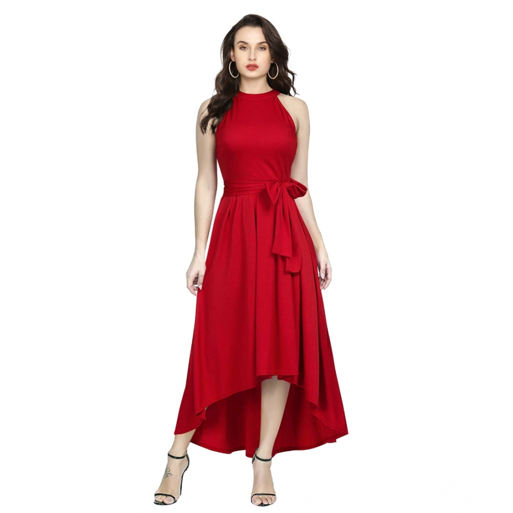 54162093862_32da8befd3_o_d-1000x1000-1.webp Generic Women's Polyster Solid Halter Neck Sleeveless Dress (Red) - Image 1