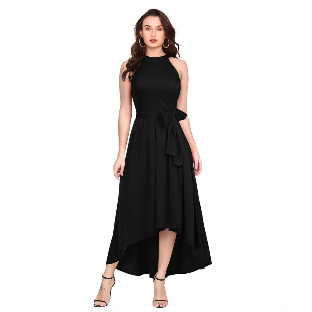 54162093912_d8502977ab_o_d-1000x1000-1.webp Generic Women's Polyster Solid Halter Neck Sleeveless Dress (Black) - Image 1