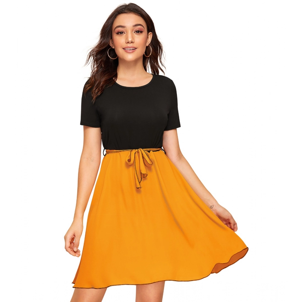 54162098537_04a97c1c1c_o_d-1000x1000-1.webp Generic Women's Knitting stretchable Solid Round Neck Cap Sleeve Dress (Yellow) - Image 1