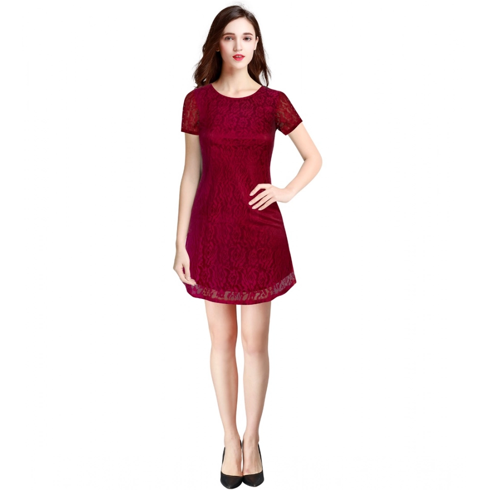 54162098667_f8fba70798_o_d-1000x1000-1.webp Generic Women's Rasal Solid Round Neck Cap Sleeve Dress (Maroon) - Image 1