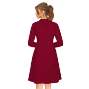 Generic Women's Knitting stretchable Solid Round Neck Full Sleeve Dress (Maroon) - Image 5