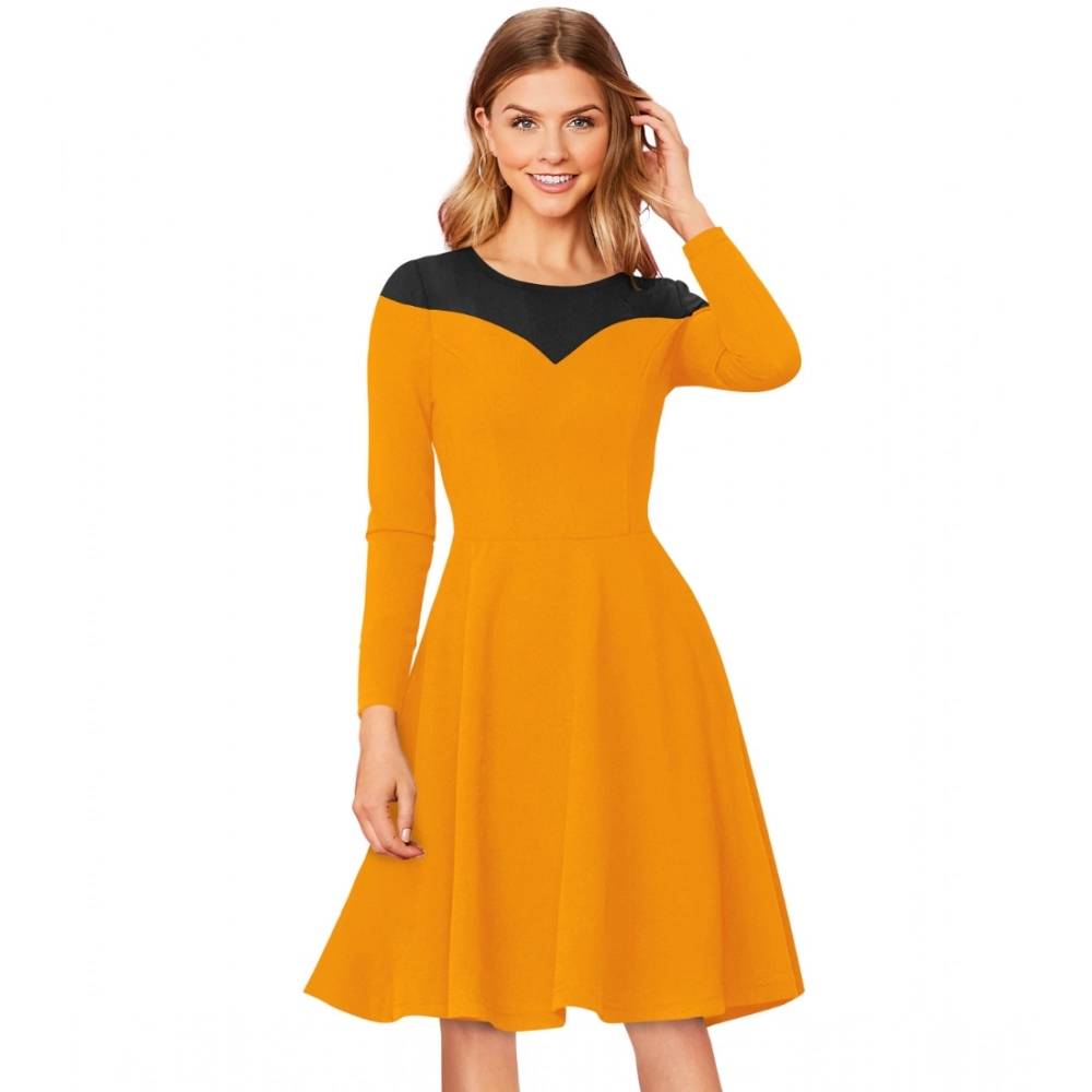 54162972671_1d05c44ccc_o_d-1000x1000-1.webp Generic Women's Knitting stretchable Solid Round Neck Full Sleeve Dress (Yellow) - Image 1