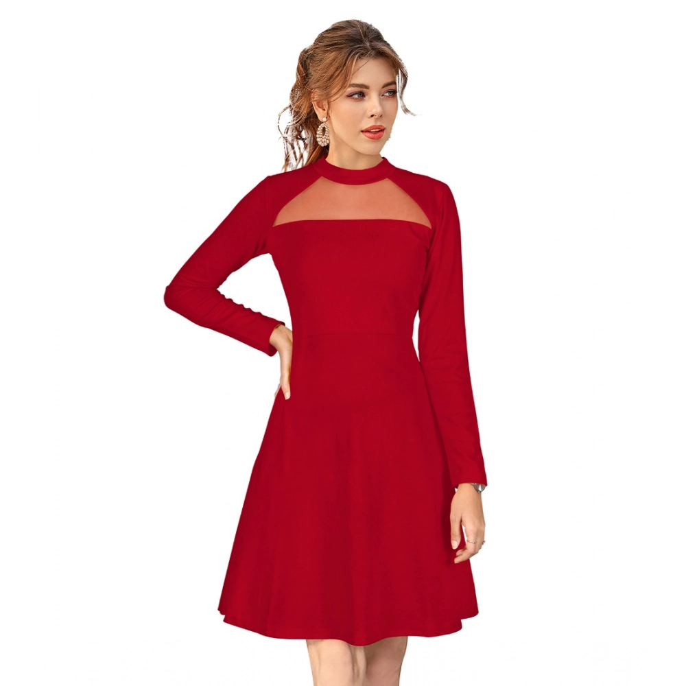 54162972996_19b4d33bcc_o_d-1000x1000-1.webp Generic Women's Knitting stretchable Solid Round Neck Full Sleeve Dress (Red) - Image 1