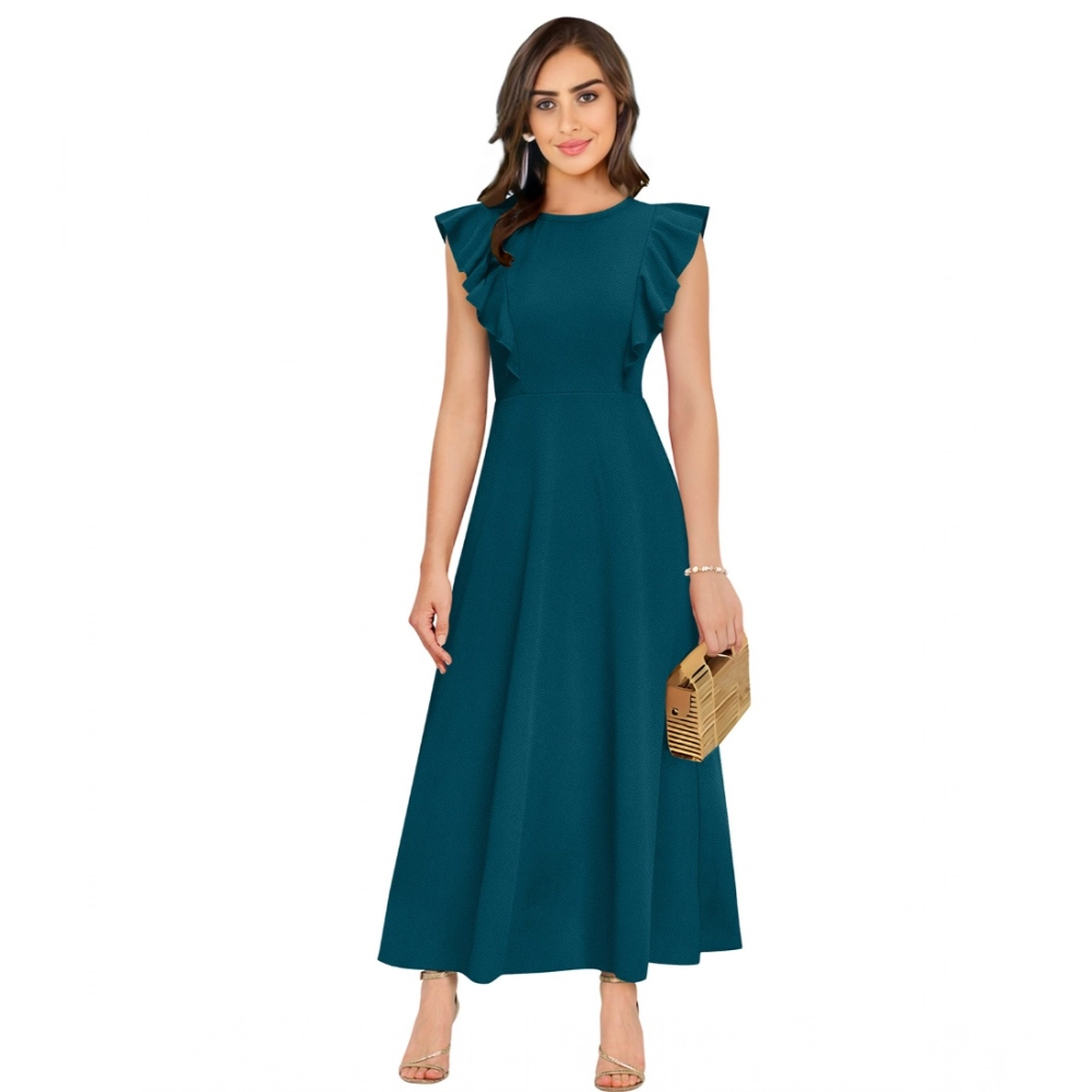 54162973536_c1887cbf25_o_d-1000x1000-1.webp Generic Women's Knitting stretchable Solid Round Neck Ruffled Sleeve Dress (Morpich) - Image 1