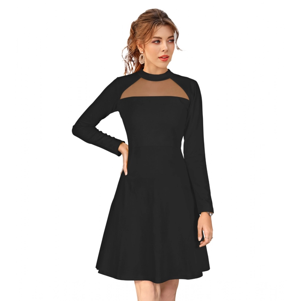 54163248348_6621333409_o_d-1000x1000-1.webp Generic Women's Knitting stretchable Solid Round Neck Full Sleeve Dress (Black) - Image 1