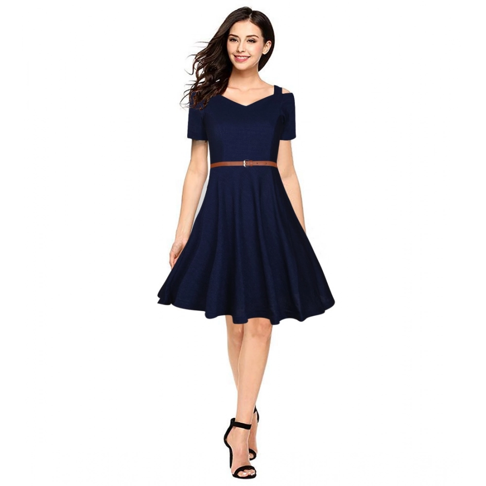 54163288064_a99d8e29b3_o_d-1000x1000-1.webp Generic Women's Polyester Solid V Neck Cap Sleeve Dress (Blue) - Image 1