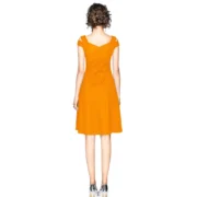 Generic Women's Polyester Solid V Neck Cap Sleeve off Shoulder Dress (Yellow) - Image 5