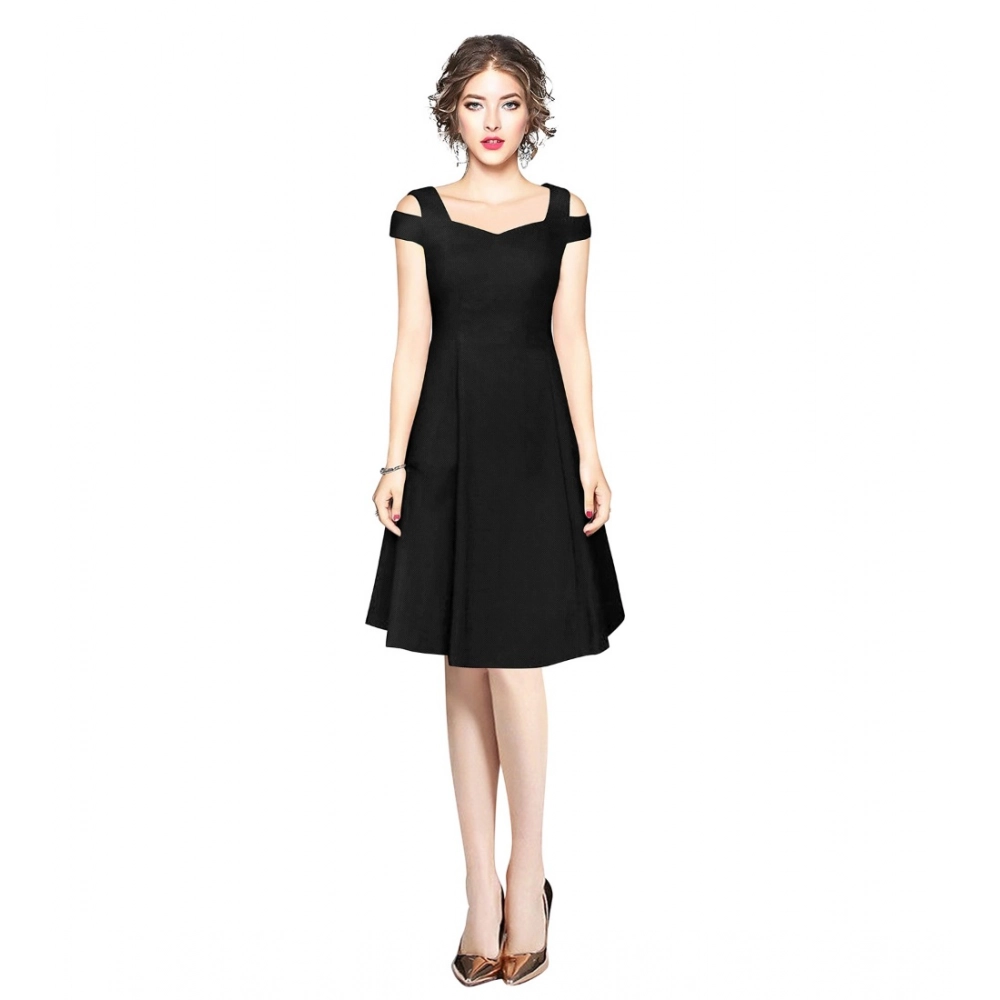 54163288804_09f5eacd5d_o_d-1000x1000-1.webp Generic Women's Polyester Solid V Neck Cap Sleeve off Shoulder Dress (Black) - Image 1