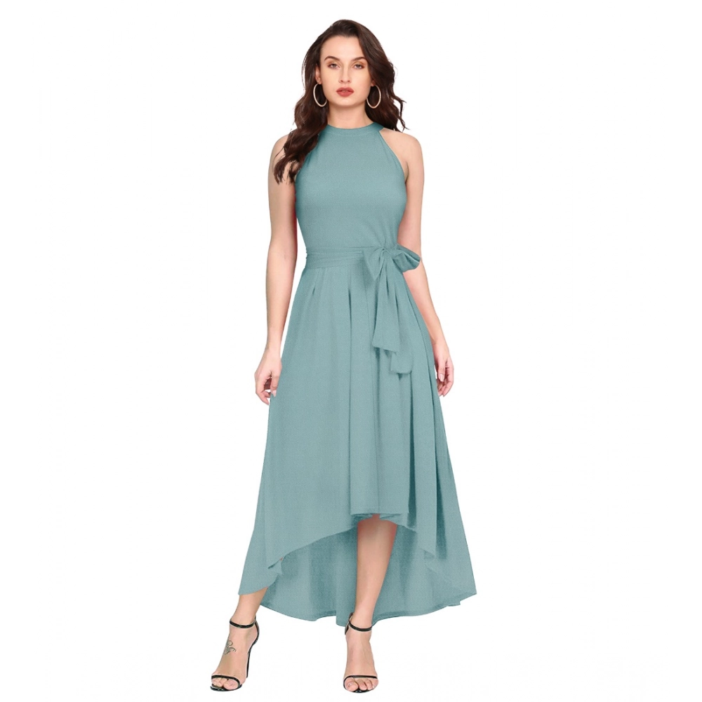 54163424020_20c67a05ac_o_d-1000x1000-1.webp Generic Women's Polyester Solid Halter Neck Sleeveless Dress (Pista) - Image 1
