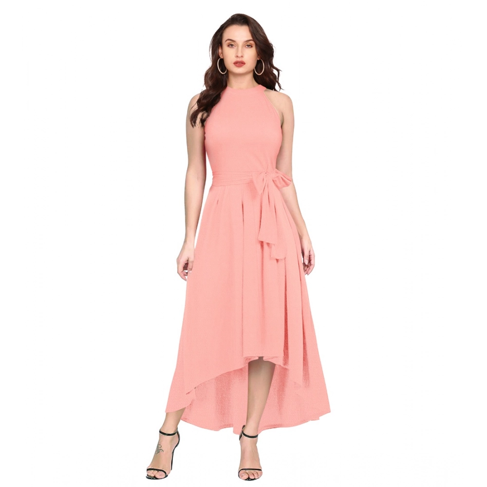 54163424145_9206145b08_o_d-1000x1000-1.webp Generic Women's Polyster Solid Halter Neck Sleeveless Dress (Peach) - Image 1