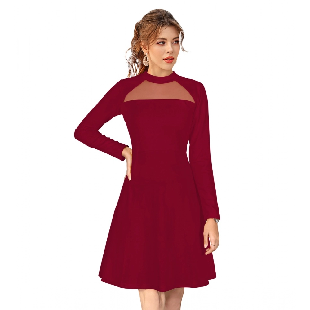 54163429360_85b1968f66_o_d-1000x1000-1.webp Generic Women's Knitting stretchable Solid Round Neck Full Sleeve Dress (Maroon) - Image 1