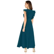 Generic Women's Knitting stretchable Solid Round Neck Ruffled Sleeve Dress (Morpich) - Image 5