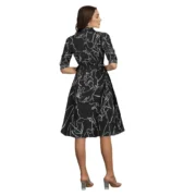 Generic Women's Ruby Cotton Printed Shirt Collar 3-4th Sleeve Dress (Black) - Image 5
