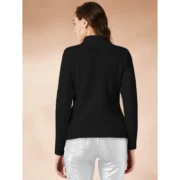 Generic Women's Polyester Solid High Neck Full Sleeve T-Shirt (Black) - Image 5
