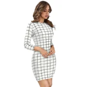 Generic Women's Polyester Solid High Neck Full Sleeve Dress (White) - Image 4