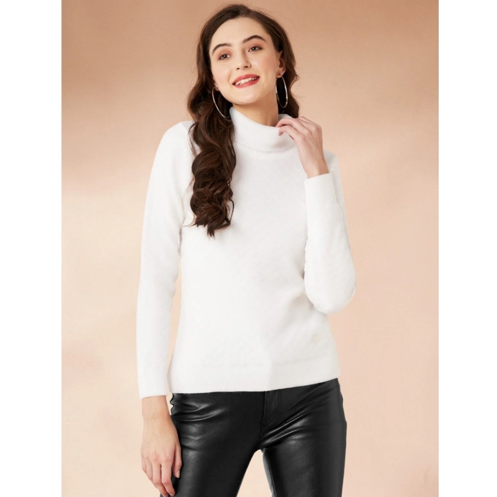 54165884705_cf83f4203f_o_d-1000x1000-1.webp Generic Women's Polyester Solid High Neck Full Sleeve T-Shirt (White) - Image 1