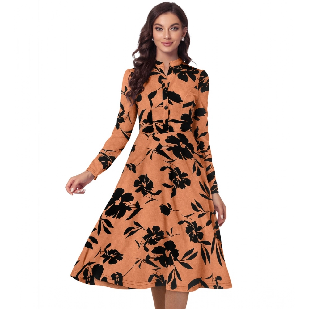 54254739192_2087c6ba9e_o_d-1000x1000-1.webp Generic Women's Knitting Printed V-Neck Full Sleeve Dress (Orange) - Image 1