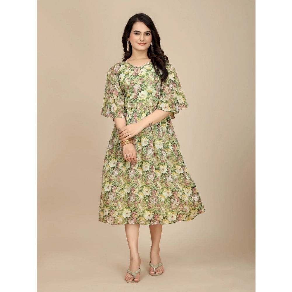 54254739367_da6d0e2277_o_d-1000x1000-1.webp Generic Women's Georgette Printed Round Neck Short Sleeve Dress (Green) - Image 1