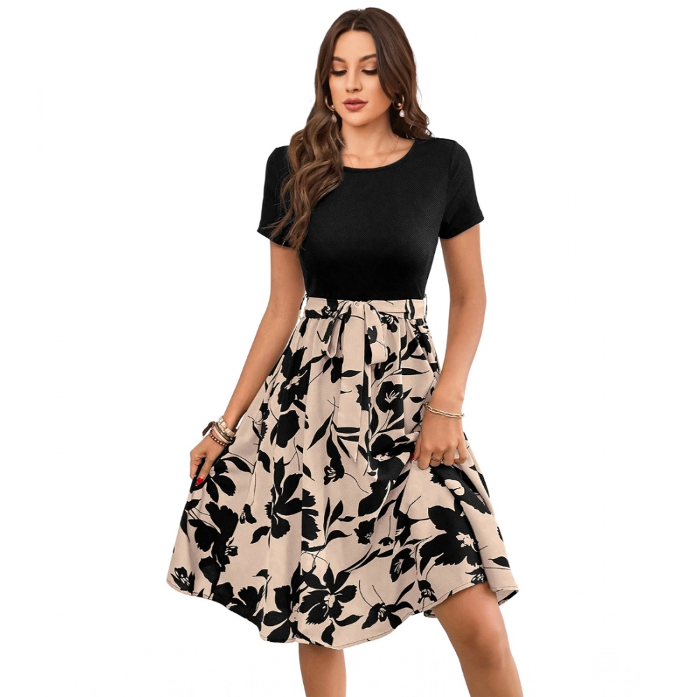 54255630391_f67dfc4ea6_o_d-1000x1000-1.webp Generic Women's Knitting Printed Round Neck Short Sleeve Dress (Cream) - Image 1