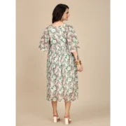 Generic Women's Georgette Printed Round Neck Short Sleeve Dress (Pink) - Image 6