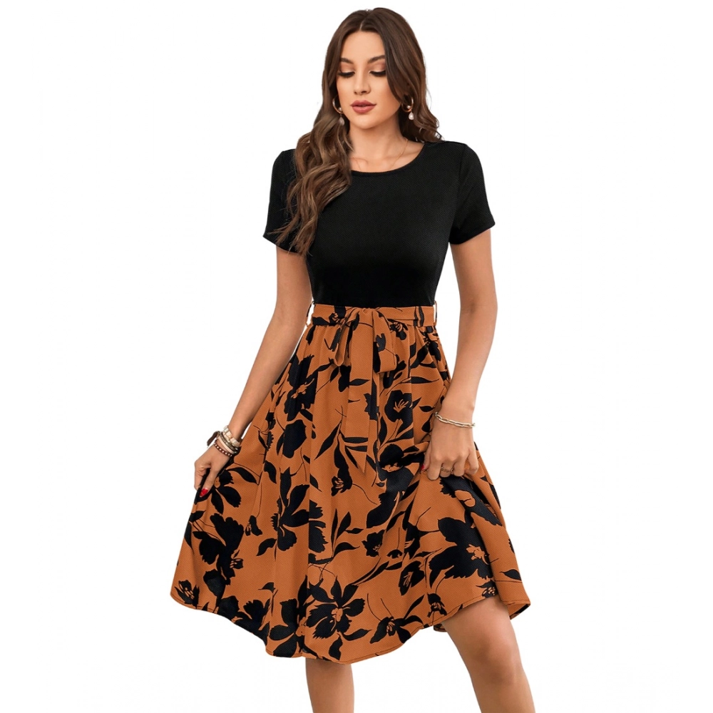 54255868719_ee1b480959_o_d-1000x1000-1.webp Generic Women's Knitting Printed Round Neck Short Sleeve Dress (Orange) - Image 1