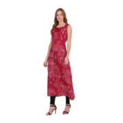 Generic Women's Casual Crepe Sleeveless Slit Dress (Maroon) - Image 3