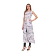 Generic Women's Casual Crepe Sleeveless Slit Dress (White) - Image 5