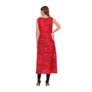 Generic Women's Casual Crepe Sleeveless Slit Dress (Red) - Image 3