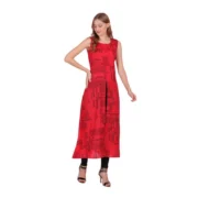 Generic Women's Casual Crepe Sleeveless Slit Dress (Red) - Image 4
