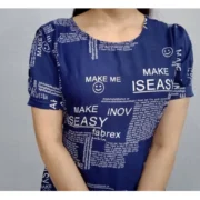 Generic Women's Casual Crepe Half Sleeves Dress (Blue) - Image 4