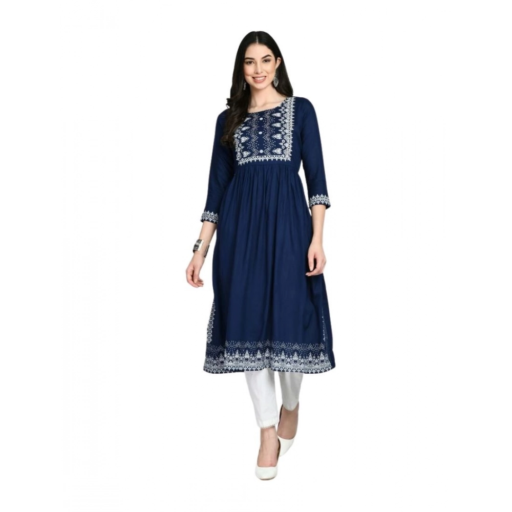 PID-63380-Women-s-Casual-Rayon-3-4th-Sleeves-Dress-Blue-1-1000x1000-1.webp Generic Women's Casual Rayon 3-4th Sleeves Kurti (Blue) - Image 1