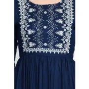 Generic Women's Casual Rayon 3-4th Sleeves Kurti (Blue) - Image 5