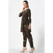 Generic Women's Casual Crepe 3-4th Sleeves Cord Set (Black) - Image 3