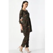 Generic Women's Casual Crepe 3-4th Sleeves Cord Set (Black) - Image 4