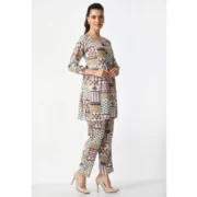 Generic Women's Casual Crepe 3-4th Sleeves Cord Set (White) - Image 4