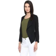 Generic Women's Polyester Solid Long Sleeves Blazer (Black) - Image 3