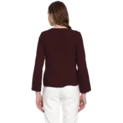 Generic Women's Polyester Diagonal Cut Long Sleeves Blazer (Maroon) - Image 5